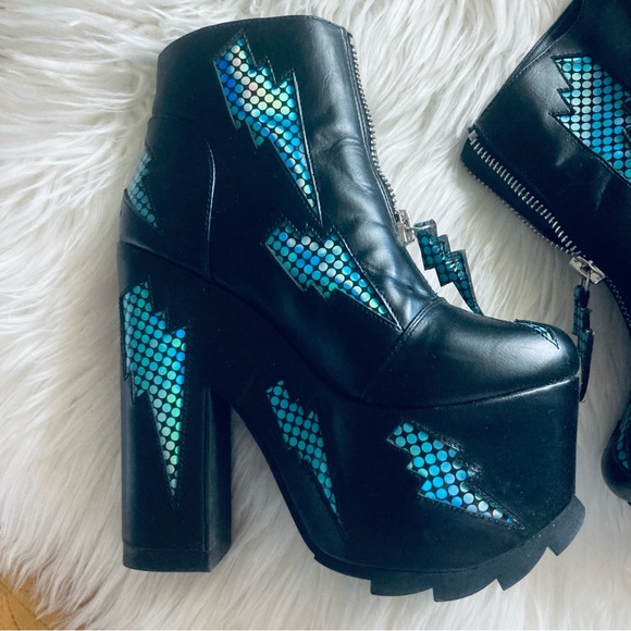 🖤 YRU Blue Lightning Platform Boots Size 6 - Picture 11 of 12